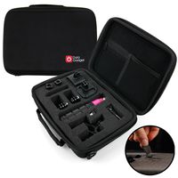 DURAGADGET Black Armoured EVA 'Shell' Storage Case with Custom Mould and Customizable Shock-Absorbing D.I.Y Foam Interior for The Go Pro Session/Session Surf Headcam - Shoulder Strap Included