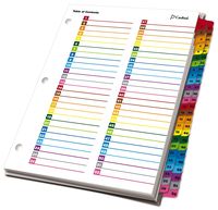 Cardinal by TOPS Products OneStep Printable Table of Contents and Index Dividers, 52-Tab, Numbered, Multi-Color (60990)