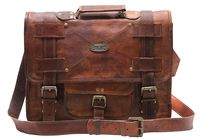 Handmade World 16 Inch Vintage Men Brown Leather Briefcase Laptop Messenger Bag