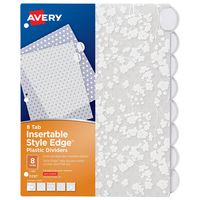 Avery Style Edge Insertable Plastic Dividers, 8 Tabs, 1 Set, Assorted Fashion Designs (11291)