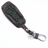WFMJ Black Leather 5 Buttons Remote Smart Key Chain Cover Case for Ford Mustang Fusion F-150 F-450 Edge Explorer F-550 Lincoln MKZ MKC