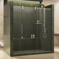 DreamLine Enigma 68-72 in. W x 79 in. H Fully Frameless Sliding Shower Door in Polished Stainless Steel, 1/2 in. Glass, SHDR-60727912-08