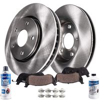 Detroit Axle - Pair (2) Front Disc Brake Kit Rotors w/Ceramic Pads w/Hardware & Brake Kit Cleaner & Fluid for 2005 2006 2007 2008 2009 2010 Honda Odyssey