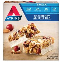 Atkins Snack Bar, Cranberry Almond, Keto Friendly, 5 Count
