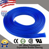 5 FT 3/8" 9mm Blue Expandable Wire Cable Braided Sleeving Sheathing Loom Tubing US