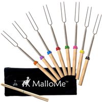 MalloMe Marshmallow Roasting Smores Sticks - Camping Accessories for Campfire Fire Pit Cooking - Set (Set of 8)