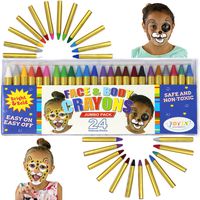JOYIN 24 Colors Face Paint Safe & Non-Toxic Face and Body Crayons (Large Size 3 inch) Ultimate Party Pack Including 6 Metallic Colors for Birthday Makeup Party Suppiles