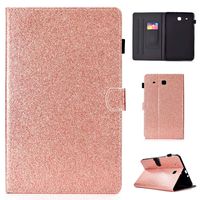 Case Compatible with Samsung Galaxy Tab E 9.6 SM-T560 Cover with Card Holder, PU Leather Glitter Shell Girls Lightweight Slim Stand Magnetic Case Compatible with Samsung Tab E Nook 9.6 inch, Rose Gold