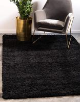 Unique Loom Solo Solid Shag Collection Modern Plush Jet Black Area Rug (8' 0 x 11' 0)