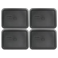 Pyrex 7210-PC Rectangle 3 Cup Charcoal Grey Storage Lid - 4 Pack