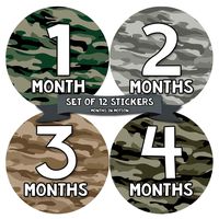 Baby Monthly Stickers - Monthly Milestone Stickers - Baby Month Stickers for Boy - Camo Hunting Camoflauge