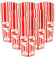 60 Popcorn Boxes 7.75 Inches Tall & Holds 46 Oz. Old Fashion Vintage Retro Design Red & White Colored Nostalgic Carnival Stripes like Popcorn Bags & Popcorn Tubs [other quantities available] Salbree