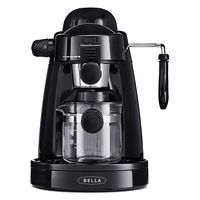 BELLA (13683) Personal Espresso Maker with Built-in Steam Wand, Glass Decanter, Permanent Filter & 5 Bar Pressure, Black