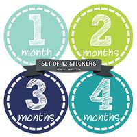Months in Motion Baby Monthly Stickers - Baby Milestone Stickers - Newborn Boy Stickers - Month Stickers for Baby Boy - Baby Boy Stickers - Newborn Monthly Milestone Stickers (Style 113)
