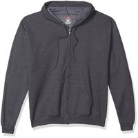 Hanes Men's EcoSmart Fleece Full Zip Hooded Jacket, Charcoal Heather, Small