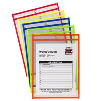 C-Line Neon Stitched Shop Ticket Holders, Assorted Neon Colors, 9 x 12 Inches, 10 per Pack (43920)