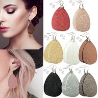 monochef Leather Earrings Lightweight Faux Leather Leaf Dangle Earrings Teardrop Earrings Antique Handmade Earrings for Women Gift, 8 Pairs