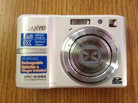 White Sanyo Digital Camera - 12.0 MP, 3X Optical Zoom, Video Recording Capability