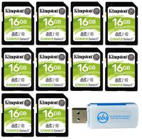 Kingston 16GB SD Memory Card (10 Pack Bundle) Canvas Select SDHC Card Class 10 UHS-1 (SDS/16GB) Plus (1) Everything But Stromboli (TM) SD & Micro Card Reader
