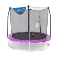 Skywalker Trampolines 8-Feet Jump N' Dunk Trampoline with Safety Enclosure and Basketball Hoop