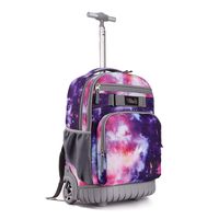 Tilami Rolling Backpack 18 inch Wheeled Laptop Backpack Waterproof School College Student Travel Trip Boys and Girls (Galaxy Purple)
