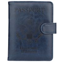 GDTK Leather Passport Holder Cover Case RFID Blocking Travel Wallet (Dark Blue)