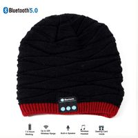 Make Your Life Bluetooth Beanie Music Gift Hat Cap with Removable Wireless Headset Headphone Earphone Speaker Mic for Outdoor Skiing Snowboard Running Music Tech Birthday Valentine's Gift (Black&red)