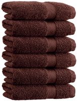 White Classic Luxury Hand Towels | Cotton Hotel spa Bathroom Towel | 16x30 | 6 Pack | Brown