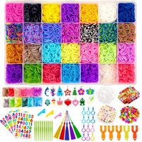 KAQINU 21000+ Rainbow Rubber Bands Refill Kit, Over 19500 Premium Loom Bands, 1200 S-Clips, 402 Beads, 30 Charms, 5 Y Looms, ABC Stickers, Crochet Hooks, Backpack Hooks with Organizer Box for Kids