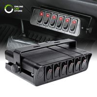 ONLINE LED STORE 6-Gang 12V Rocker Switch Box [60 Amp Max.] [12 AWG Wires][12 Volt DC] SPST On/Off Rocker Toggle Switch Panel Box for Jeep Auto Automotive Lights Car Marine Boat Truck Vehicles & More