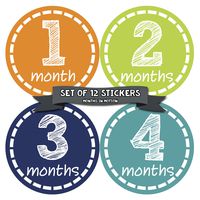 Months in Motion Baby Monthly Stickers - Baby Milestone Stickers - Newborn Boy Stickers - Month Stickers for Baby Boy - Baby Boy Stickers - Newborn Monthly Milestone Stickers - Style 307