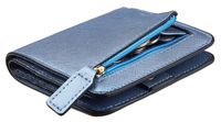 Toughergun Womens Rfid Blocking Small Compact Bifold Leather Pocket Wallet Ladies Mini Purse with ID Window (CH Blue Gold)