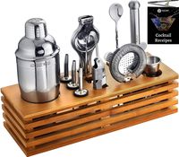 Mixology Bartender Kit with Stand - 12 Piece Bar Tool Set - Professional Cocktail Shaker Set - Bar Tools Home Bartending Kit with Recipes Booklet - Best Gift for Drink Mixing