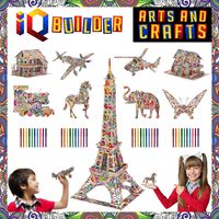 IQ BUILDER | Fun Creative DIY Arts and Crafts KIT | Best Toy Gift for Girls and Boys Age 8 9 10 11 12 Year Old | Educational Art Building Painting Coloring 3D Puzzle Project Set for Kids and Adults