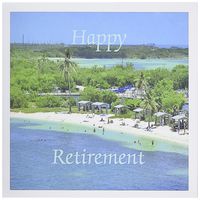 3dRose Set of 12 Greeting Cards, Print of Beautiful Florida Keys Beach with Happy Retirement (gc_182471_2)