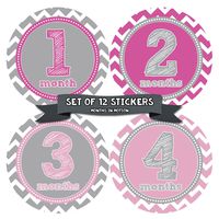 Months in Motion Baby Monthly Stickers - Baby Milestone Stickers - Newborn Girl Stickers - Month Stickers for Baby Girl - Baby Girl Stickers - Newborn Monthly Milestone Stickers