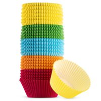 Green Direct Cupcake Liners - Standard Size Cupcake Wrappers to use for Pans or carrier or on stand - Multi bright Colors [Blue - Red - Yellow - Green - Orange] Paper Baking Cups Pack of 500