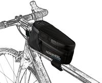 Roswheel Attack Series 121370 Waterproof Bike Front Frame Bag Bicycle Tube Top Pannier Cycling Accessories Pack with Phone Holder, Black