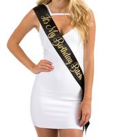 Dulcet Downtown Black Sating It's My Birthday Bitch Sash with Gold Glitter Lettering
