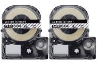 2-Pack Compatible LC-5TBN9（LK-5TBN9) Label Tape for Labelworks Label Tape Cartridge LW-400 LW-600P,18MM(0.7 inch) X26.2ft,Black on Clear