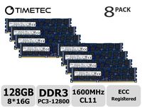 Timetec Hynix Original 128GB Kit (8x16GB) DDR3 1600MHz PC3-12800 Registered ECC 1.5V CL11 2Rx4 Dual Rank 240 Pin RDIMM Server Memory RAM Module Upgrade (128GB Kit (8x16GB))