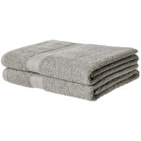 AmazonBasics Fade-Resistant Cotton Bath Towel - Pack of 2, Grey