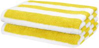 AmazonBasics Cabana Stripe Beach Towel - Pack of 2, Yellow