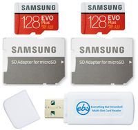 Samsung 128GB Evo Plus MicroSD Card (2 Pack EVO+ Bundle) Class 10 SDXC Memory Card with Adapter (MB-MC128G) with (1) Everything But Stromboli (TM) Micro & SD Card Reader