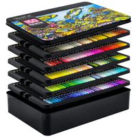 Master 150 Colored Pencil Mega Set with Premium Soft Thick Core Vibrant Color Leads in Tin Storage Box - Professional Ultra-Smooth Artist Quality - Blending, Shading, Layering, Adult Coloring Books