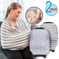 Baby Nursing Cover for Breastfeeding (2-Pack) - Easy to use Breastfeeding Cover Ups - Lightweight Baby Shower Present Breast Feeding Cover Ups - Super Soft and Stretchy Carseat Cover
