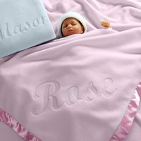 Custom Catch Personalized Baby Blanket for Girls - Pink - Newborn or Infant Gift with Name
