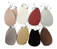monochef Leather Earrings Lightweight Faux Leather Leaf Dangle Earrings Teardrop Earrings Antique Handmade Earrings for Women Gift, 8 Pairs