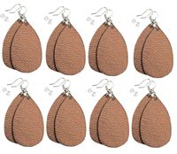 monochef Leather Earrings Lightweight Faux Leather Leaf Dangle Earrings Teardrop Earrings Antique Handmade Earrings for Women Gift, 8 Pairs