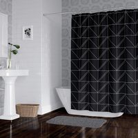 Horizon Home Essentials Modern Luxury Geometric Shower Curtain for Bathroom, 72 x 72 inch, Water and Mildew Resistant, 100% Polyester, Black and Grey